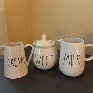 Bundle of Rae Dunn coffee creamer milk & sugar bowl 3 pc
